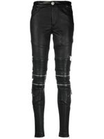 Philipp Plein pantalon skinny en peau d'agneau - Noir