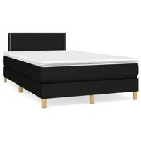 vidaXL Boxspring met matras en LED stof zwart 120x190 cm, bed, boxspringbed, tweepersoonsbed, slaapmeubel, boxspring bed, bed met matras, bedframe