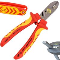 C.K RedLine 2025 Edition VDE CombiCutter 3, 160 mm Duitse elektrische draadkabel zijsnijder, stripper, buig- en schroefschaar, Heavy Duty elektricien Croppers, Elektriciens Snips, CK Tools T39083A 160