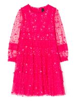 NEEDLE & THREAD KIDS robe Violet Shimmer à sequins - Rose