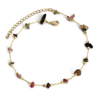 Goudkleurige Enkelbandje met Toermalijn Sierstenen - Sieraden - Spiritueelboek.nl