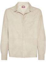 Brunello Cucinelli Suède shirtjack met drukknopen - Beige