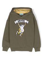 Kenzo Kids hoodie en coton mélangé à logo imprimé - Vert