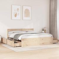 vidaXL Bedframe met lades massief grenenhout 200x200 cm, bed, bed ombouw, boxspring, bedbodem, slaapkamermeubel, 2 persoonsbed, tweepersoonsbed