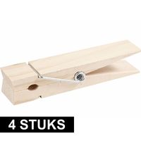 4x Mega knijper van hout 15 cm   -