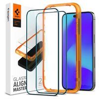 Spigen ALM Glas.tR iPhone 14 Pro Max Glazen Screenprotector - 2 St. - Zwart