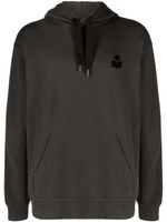 MARANT appliqué-logo drawstring hoodie - Noir