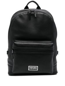 Kenzo sac à dos en cuir à plaque logo - Noir