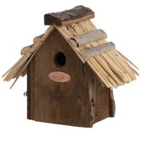 Vogelhuisje/nestkastje winterkoning rieten dakje 20 cm