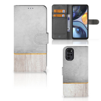 Motorola Moto G22 Book Style Case Wood Concrete - thumbnail