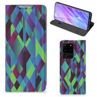 Samsung Galaxy S20 Ultra Stand Case Abstract Green Blue - thumbnail