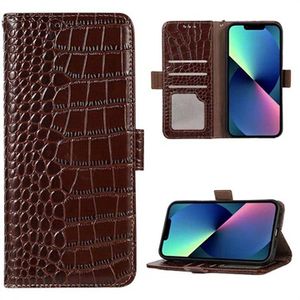 Crocodile Series iPhone 13 Wallet Leren Hoesje met RFID - Bruin