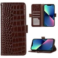 Crocodile Series iPhone 13 Wallet Leren Hoesje met RFID - Bruin - thumbnail