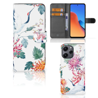 Xiaomi Redmi 12 Telefoonhoesje met Pasjes Bird Flowers