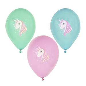 Eenhoorn thema print ballonnen 29 cm - 6x stuks - Unicorn kinder verjaardag thema