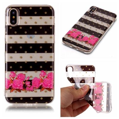 Softcase strepen en bloemen hoes iPhone X / XS Softcase strepen en bloemen hoes iPhone X / XS