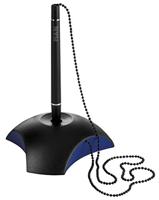 HAN Penhouder DELTA, elegante balpen met ketting, voor een optimale bureauorganisatie, voor kantoor of ontvangstruimte, 1751-34, zwart/blauw