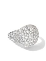 David Yurman bague Chevron en or blanc 18ct pavée de diamants - Argent