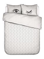COVERS & CO Dekbedovertrek Eyecatcher Wit,Tweepersoons – 200x200/220 cm, 45% gerecycled katoen, 40% katoen, 15% gerecycled polyester, Knipogen