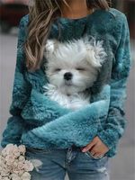 Dog Casual Loose Crew Neck Sweatshirt - thumbnail