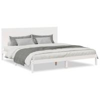 vidaXL Bedframe extra lang zonder matras massief hout wit 180x220 cm