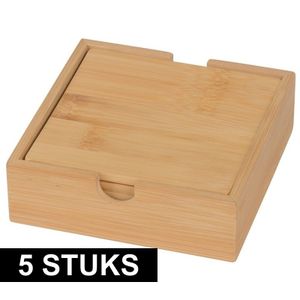 20x Bamboe houten glas onderzetters vierkant 10 cm