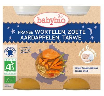 Babybio Wortel & zoete aardappel tarwe 200 gr bio (2 st)