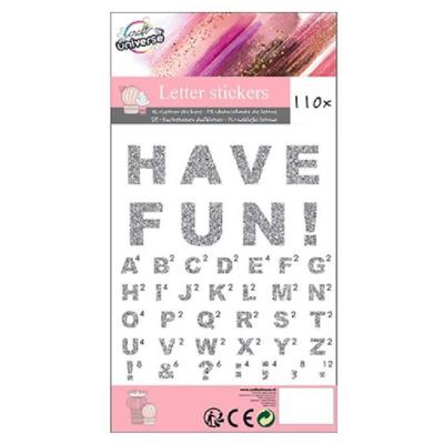 W&o Stickervel Glitterletters 12 X 22 Cm Papier Zilver