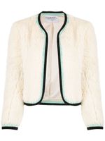 CHANEL Pre-Owned veste sans col à logo brodé (années 1990-2000) - Blanc