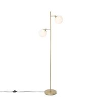 QAZQA Art Deco vloerlamp goud met mat glas 2-lichts - Pallon - thumbnail