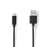 NEDIS USB-kabel, USB 2.0, USB-A-stekker, USB Micro-B-stekker, 480 Mbps, 10 W, vernikkeld, 1,00 m, rond, pvc, zwart, plastic zak