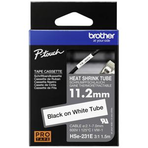 Brother HSE231E Labeltape krimpkous Tapekleur: Wit Tekstkleur: Zwart 11.2 mm 1.5 m