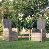 Tuinstoelen 2 st verstelbaar met kussens poly rattan grijs - thumbnail