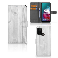 Motorola Moto G10 | G20 | G30 Book Style Case White Wood