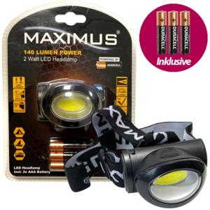 Maximus LED Hoofdlamp 2W 140lm 7,5x5,3x5cm Incl. 3x AAA Duracell Batterijen