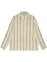 Gucci Interlocking G-logo Horsebit-print silk shirt - Tons neutres