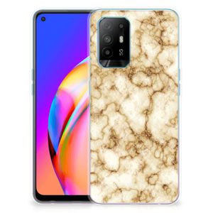 OPPO A94 5G | Reno5 Z TPU Siliconen Hoesje Marmer Goud