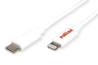 ROLINE USB Sync & Charge Kabel, Type C/Lightning Connector, wit, 1 m
