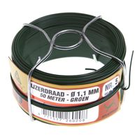 IJzerdraad - 1x rol - 1,1 mm x 50 m - geplastificeerd - verzinkt staal - binddraad