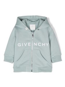 Givenchy Kids cardigan zippé à logo imprimé - Bleu