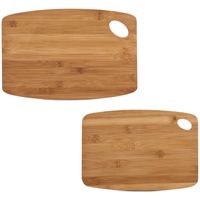 2x Rechthoekige bamboe houten snijplanken met oog 26 en 34 cm - thumbnail