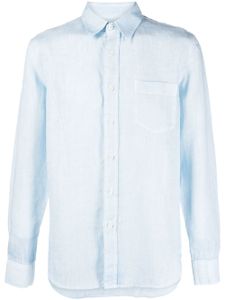 120% Lino chemise boutonnée en lin - Bleu