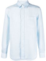 120% Lino chemise boutonnée en lin - Bleu