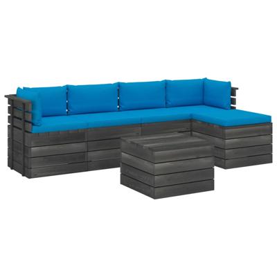 vidaXL 6-delige Loungeset met kussens pallet massief grenenhout