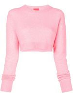 Cashmere In Love pull crop à bords nervurés - Rose