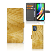 Motorola Moto G9 Plus Book Style Case Licht Hout