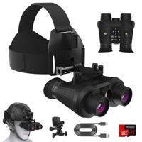 SUZLAZYR Hoofdgemonteerde nachtzichtbril, 3D VR nachtzicht verrekijker voor volwassenen, 6X digitale nachtzicht, 7 versnellingen infrarood nachtzichtkijker, FHD 4K video voor jacht en bewaking