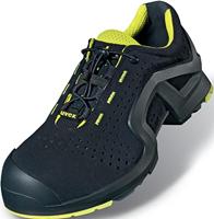 Uvex 1 x-tended Support halfhoge veiligheidsschoenen S1 P SRC, werkschoenen voor dames en heren, zwart/limoen, zwart lime, 43 EU