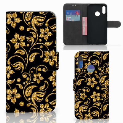 Huawei P Smart 2019 Hoesje Gouden Bloemen