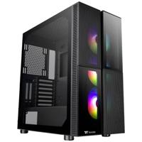 Thermaltake CA-1W1-00M1WN-01 Midi-tower PC-behuizing Zwart 3 voorgeïnstalleerde LED-ventilators, LCS-compatibel, Zijvenster, Geschikt voor DIY-waterkoeling,